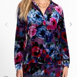 Johnny Was Velma Silk Burnout Blouse size Small